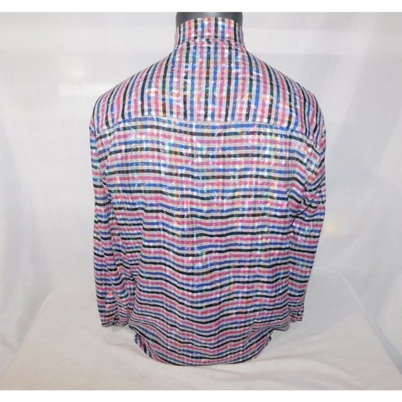 Franco Negretti Montreal Mens Medium Pink Blue Black Plaid Button Front Shirt - Picture 12 of 12